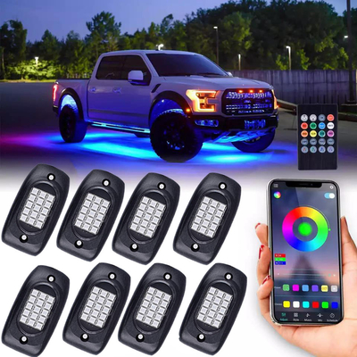 Μοτοσικλέτα 4 Pod Rock Lights RGBW, Αντικραδασμικά φώτα Rock που αλλάζουν χρώμα Bluetooth