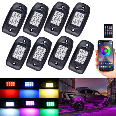 Πολύχρωμα LED RGB Rock Lights IP68 Αδιάβροχα 12V με λειτουργία μουσικής