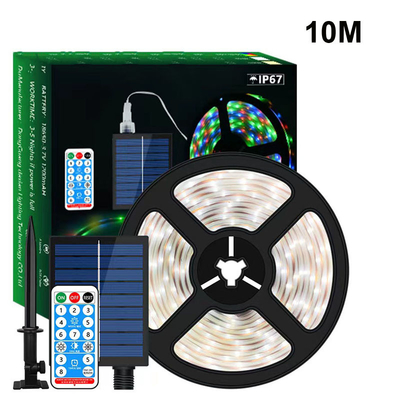 Μήκος 5M 10M LED Solar Strip Light 2835 Outdoor Waterproof Warm White